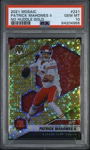 PATRICK MAHOMES 2021 MOSAIC NO HUDDLE GOLD /10 KC Chiefs PSA 10 Pop 3