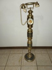 Vintage Solid Brass Art Deco Style Floor Standing Rotary Telephone Early 1980s