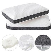 2 Pack Flat Memory Foam Pillow Side Stomach Sleeper Support Pillow Deep Sleeping