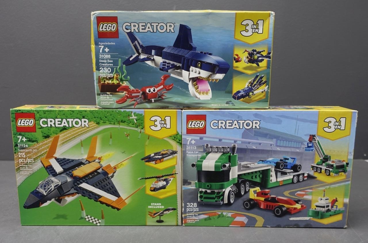 Lego Creator 3-in-1 Building Kit Sea Creature Car Transporter Jet Adventure