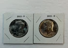 2015 P & D UNC Clad Kennedy Half Dollar Set in CB Flips -Free Shipping