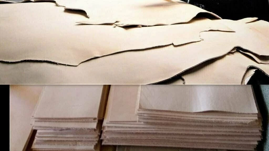 Scrap PRE-Cut Squares 8/9 OZ (3.6/4.0 mm) EUR Import VEGTAN Natural Leather...