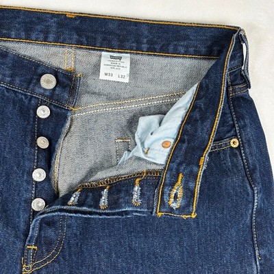VTG Levis 501 Jeans Mens 33x32 (32x32) Blue Dark Wash Denim Button Fly Straight