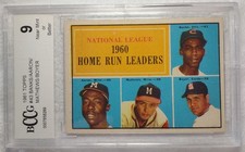1961 Topps #43 Hank Aaron Ernie Banks NL HR Leaders Beckett BCCG 9 Near Mint NM+