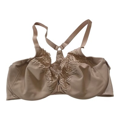 Glamorise 1246 Front Closure Underwire Bra Nude Lace T-Back 40DD Womens