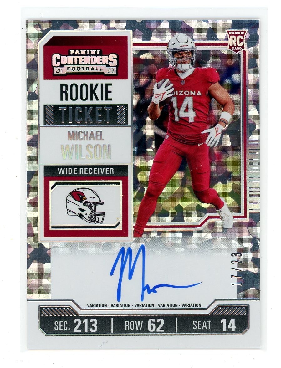 Michael Wilson 2023 Contenders Rookie Ticket Auto CRACKED ICE /23