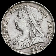 1897 Queen Victoria Veiled Head Silver Half Crown, A/UNC #2