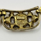 Vintage SELRO Signed Choker Necklace Gold Tone Celluloid Flowers Rhinestones — photo 6