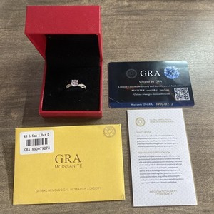 1 Carat GRA Certified Round Brilliant Moissanite Solitaire Ring