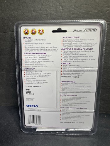 Heath Zenith SL-6162-C Wireless 2-Button Door Bell Chime Kit ~NIP~ - Picture 3 of 3