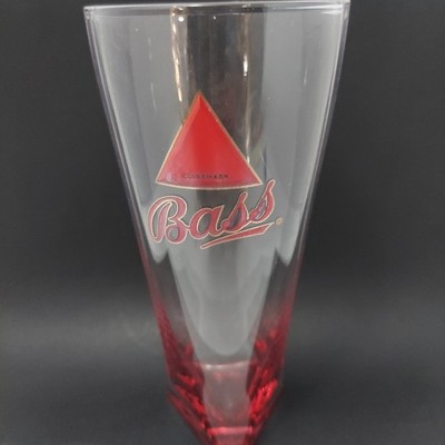 Bass Ale Beer Glass Vintage Red Triangle Logo Base Pub Pint 16oz Glass 