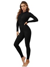 Women's Jumpsuits Long Sleeve Zipper Turtleneck Piece Bodycon for Yoga Clubwe...