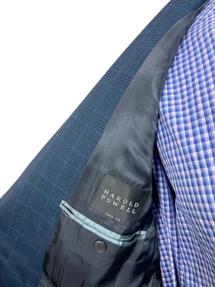 Abrigo Chaqueta Deportivo Harold Powell Azul Glen Cuadros Lana BAMBOO Para Hombre 42R Bonito. Foto 4 de 4