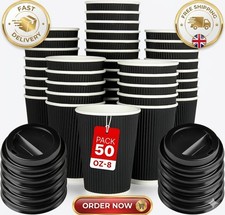 8 Oz Takeaway Cups - 50 Pack Triple Wall Insulation for Hot Drinks