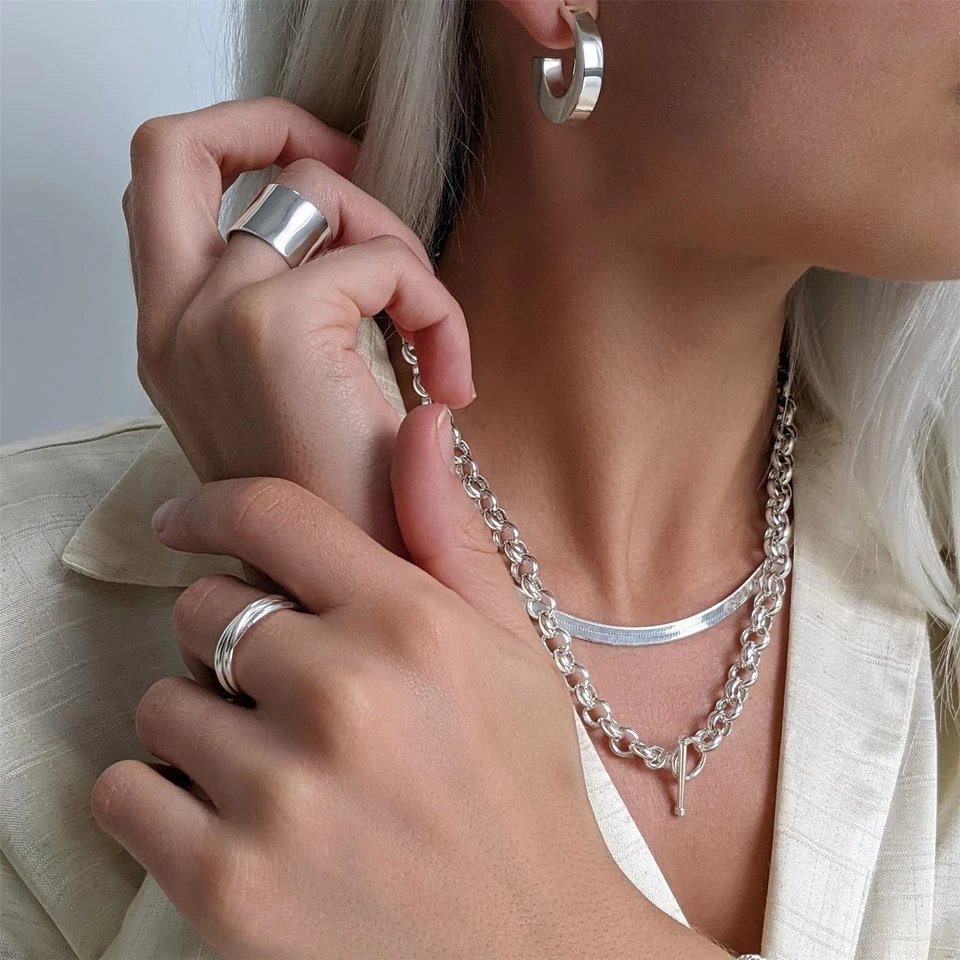 Silverly Anello Argento 925 Lucido A Fascia Spesso Liscio Semplice - Immagine 4 di 4