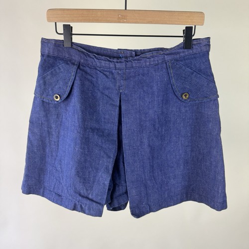 Vintage 70s 1976 Liberte Denim Mini Skort 32” Waist Size 15 Dark Blue Skirt