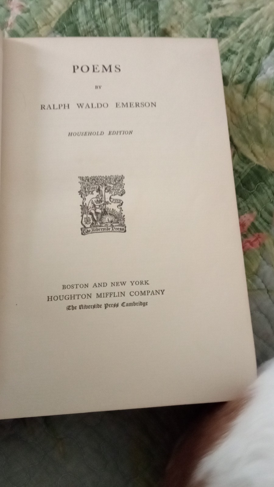 Ralph Waldo Emerson Poems Household Edition Fine Binding Houghton Mifflin Poetry
