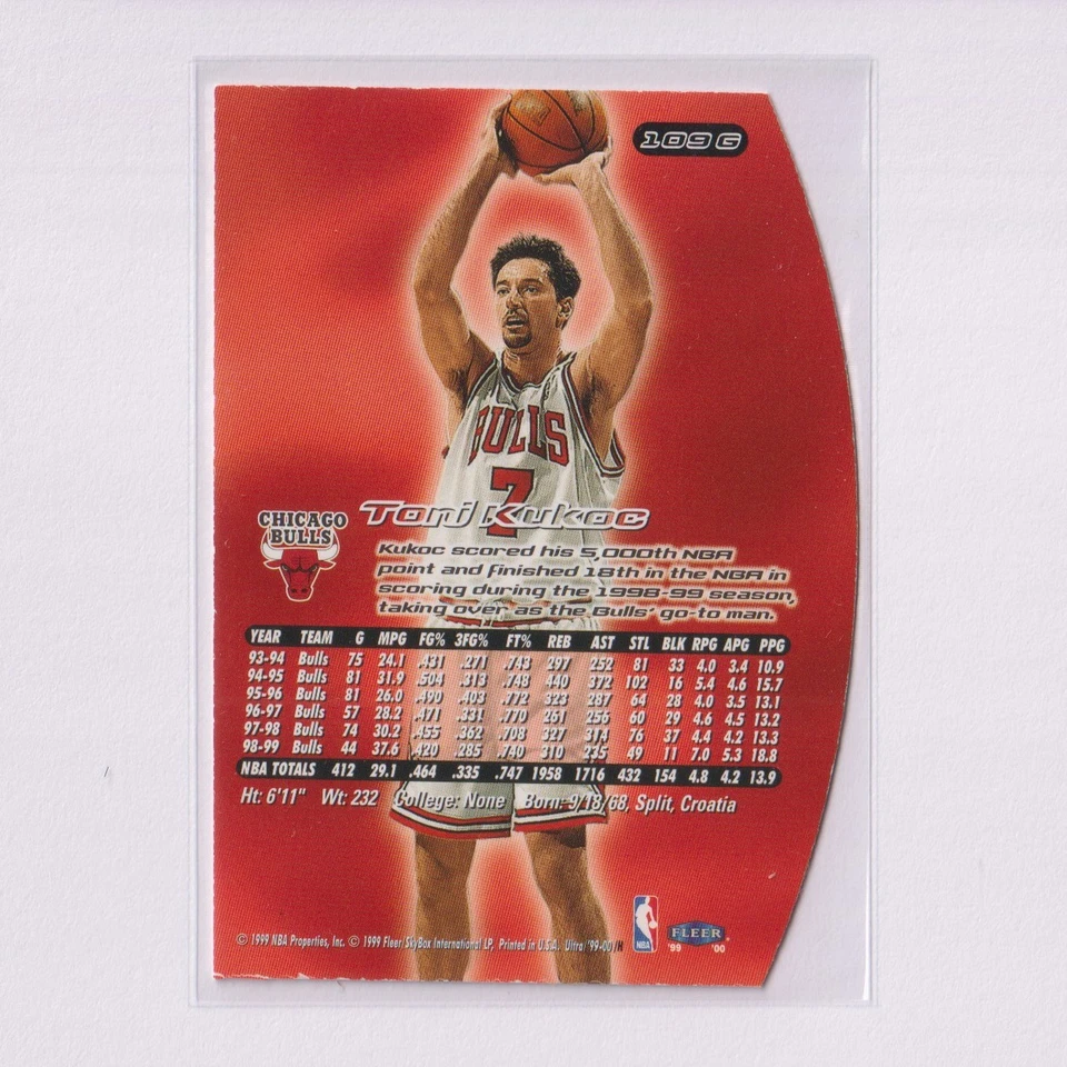 1999-00 Fleer Ultra Gold Medallion #109G Toni Kukoc (B) - Image 2 of 2