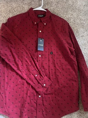 Chaps Shirt Flannel Cotton Shirt Red w/Dogs Mens L NWT $60