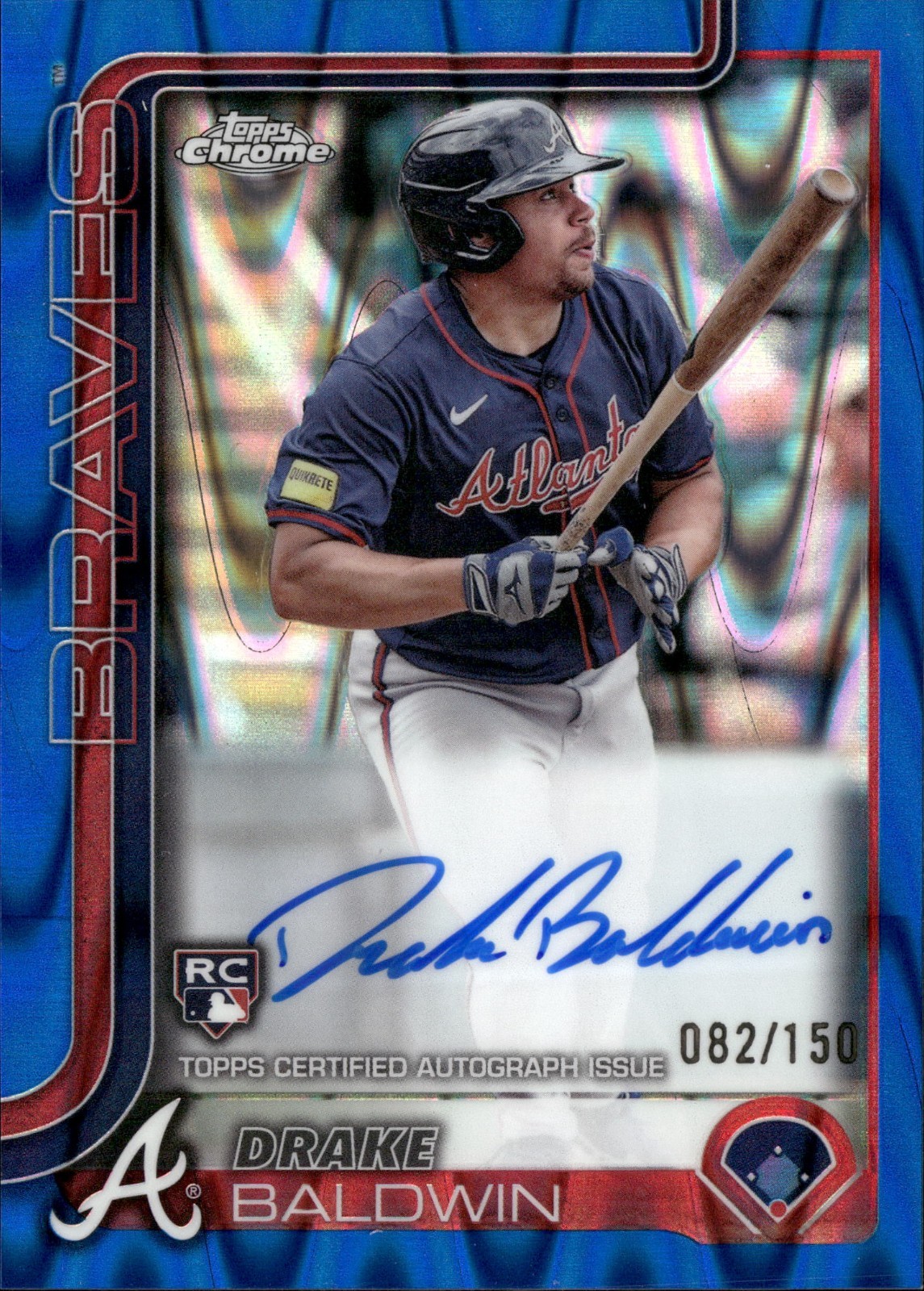 2025 Topps Chrome Drake Baldwin Blue RayWave Refractor Rookie Auto /150
