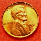 1951-P Lincoln Wheat Cent Penny GEM RED BU From an Original Bank Roll