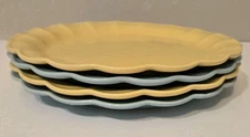 Plates Set Of 4 The Main Ingredients Yellow Blue Ruffled 9"