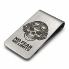 Money Clip Stainless Steel Men's Skull Engraved NO FEAR Slim Money Clip