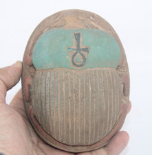 UNIQUE PHAROH HANDMADE ANCIENT EGYPTIAN Key of Life Scarab (HG)