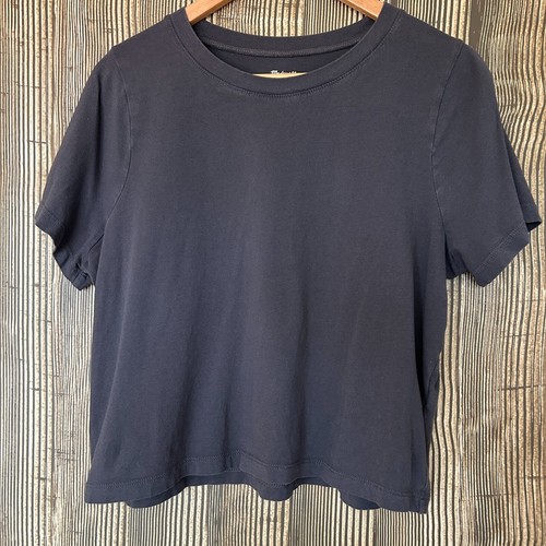 Madewell Softfade Cotton Boxy Crop Tee Gray Minimalist Loungewear Classic Sz M