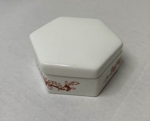 Scatola portagioie vintage Bone China Coalport albero indiano floreale corallo usata - Foto 4 di 9