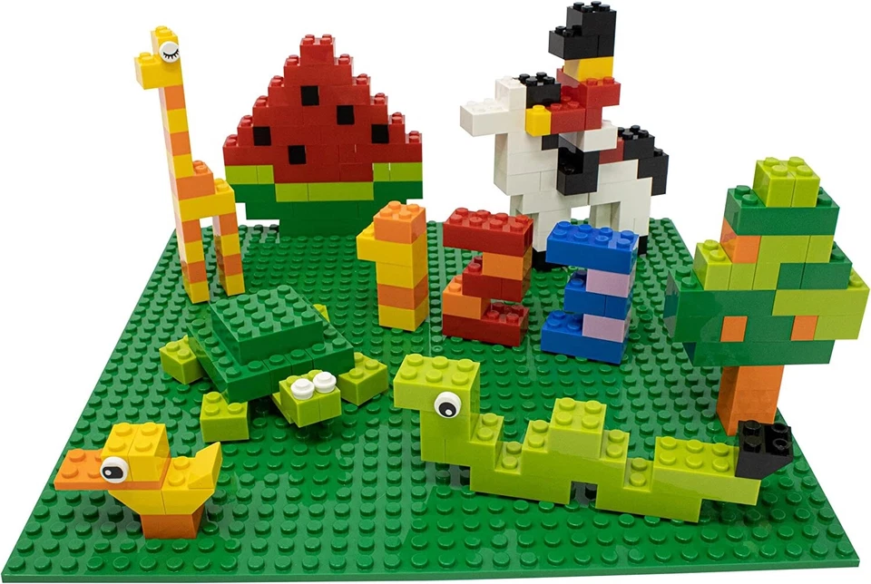 Minizfigs Classic 10" x 10" 2-Sided Toy Building Brick Plate - 4 PCS (Blue) - Image 4 of 4