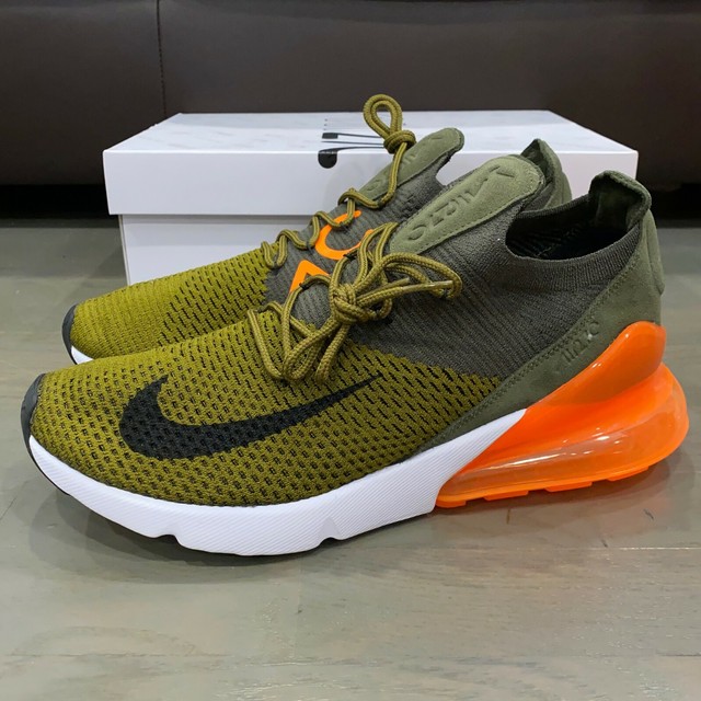 nike air max 270 flyknit olive flak total orange