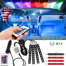 RGB 7 Color Interior Bar Glow Dash Footwell Light 9 LED Strip SMD Lamp US Socket