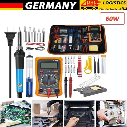 Profi Lötkolben Set Lötset 60W Feinlötkolben Regelbar Soldering Iron Kit DHL