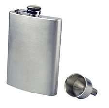 8 oz Stainless Steel Pocket Metal Hip Flask Screw Cap Liquor Whisky w/ Funnel 