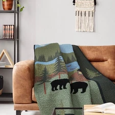 Donna Sharp Bear Lake Quilted Throw Blanket Wall Decor Cotton 50" x 60" Lodge