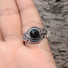 Black Onyx Natural Gemstone 925 Sterling Silver Ring Mother Gift Jewelry