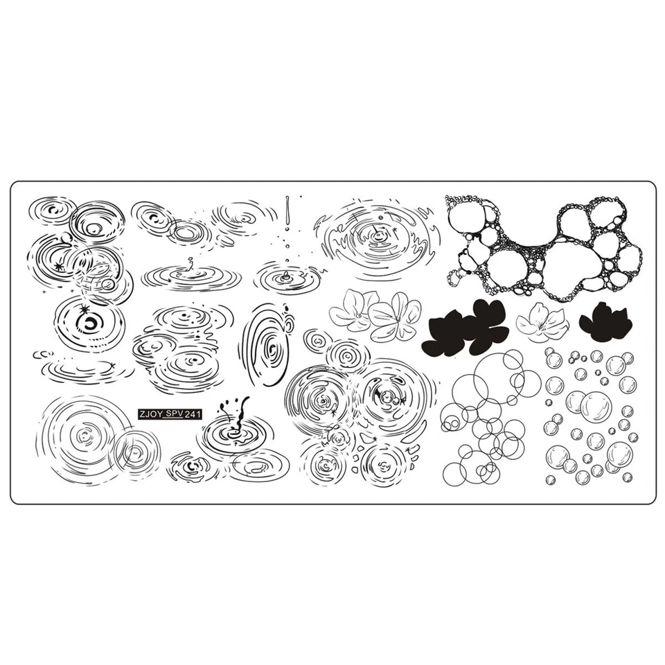 LOVENAILS Tropfen Stamping Schablone SPV-241 Wasser Blumen Stempel Platte Nailart Maniküre