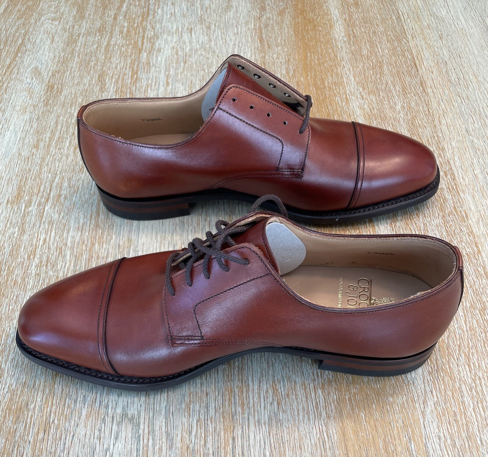 SAOLA Crockett Jones x Peal Co Square Cap toe derby blucher 8 5D City suola nuovo con scatola
