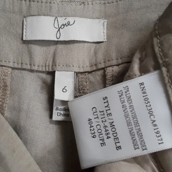 Shorts Joie mistura de linho Alexandria tamanho 6 plissado 3" costura interna costeira praia safári - Imagem 4 de 4