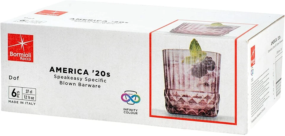 Bormioli Rocco America anos 20 12,5 oz. Duplo à moda antiga, conjunto de 6 - Lilás - Imagem 3 de 4