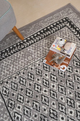 Bordered Transitional Runner - 2'x8', Geometric Pattern Area Rug -510 - Picture 7 of 34