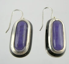 World Wide Imports Purple Jadeite Earrings Magnetic Fronts Replaceable Gems 925