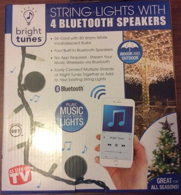 string lights with 4 bluetooth speakers