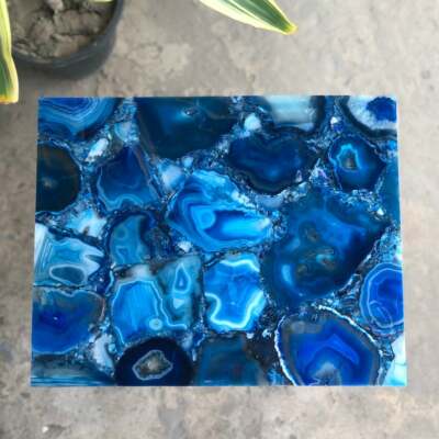 18'' x 15'' Agate Side Corner Table Top Unique Natural Stone Design Decor