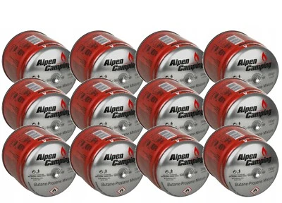 12 x Alpen Camping Gaskartusche Stechkartusche 400 ml / 190 g Butan Gas