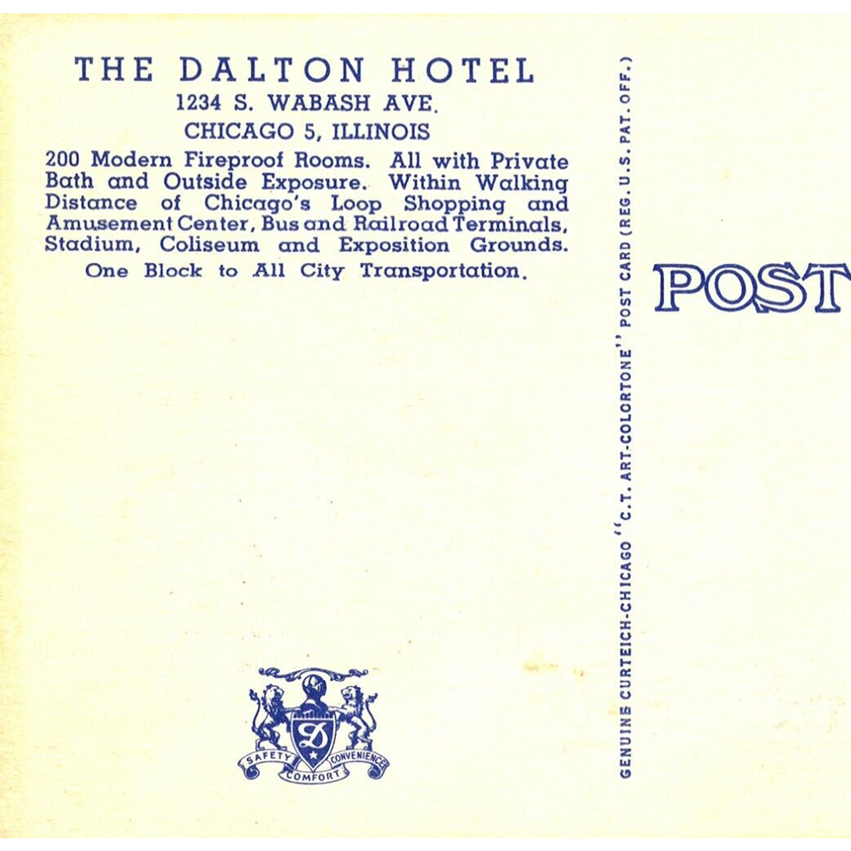 Postcard Illinois Chicago Hotel Dalton Split View Linen Era eBay
