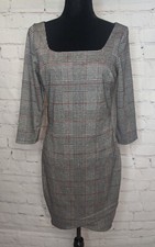 Express Womens Black, Red & White Houndstooth Plaid Sheath Dress Size S
