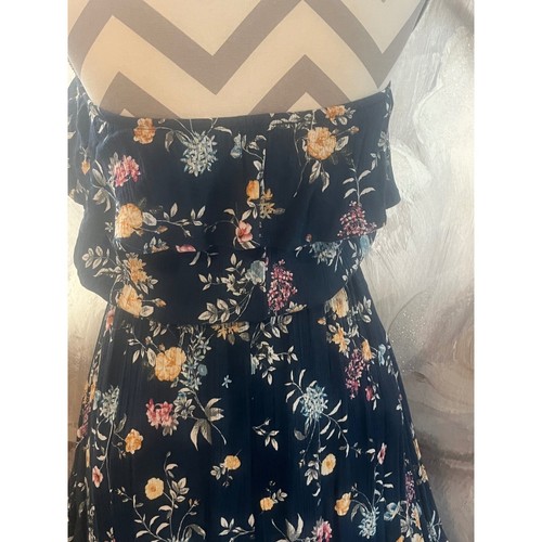 Navy Floral Boho Chiffon with Ruffles & Adjustable Shoulder Dress -Girls Size 16 - Picture 23 of 23