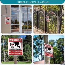 4-Pack Private Property No Trespassing Signs 24/7 Video Surveillance 10x7 Alumin